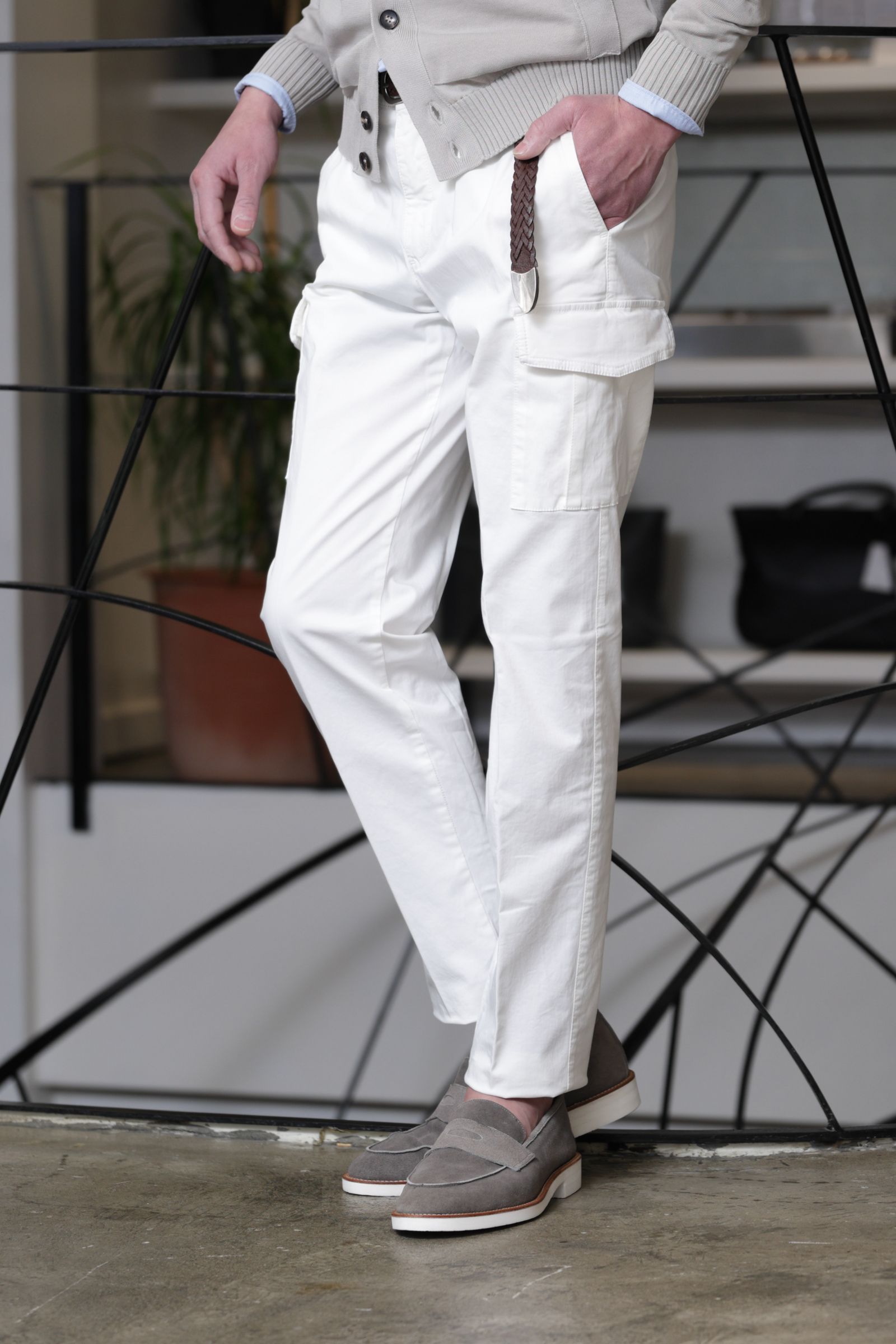 【干場氏モデル コラボ別注】ANNAPOLIS コットンストレッチ カーゴパンツ  / ホワイト 0120