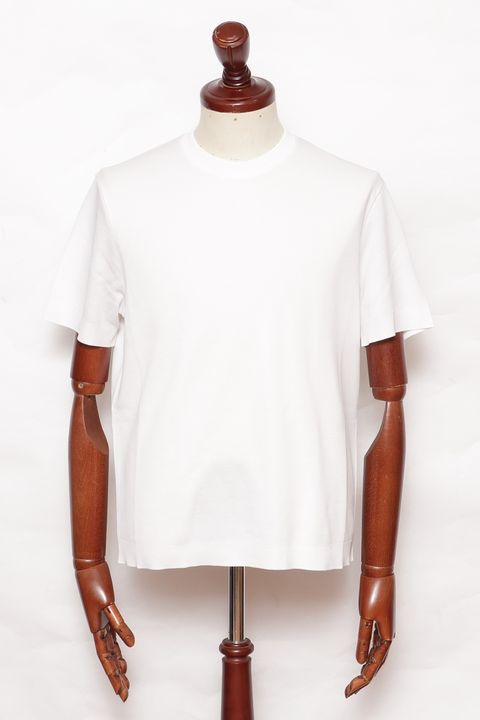 JG000206U ジャージニットエフェクト コットン クルーネック Tシャツ / ホワイト 1000