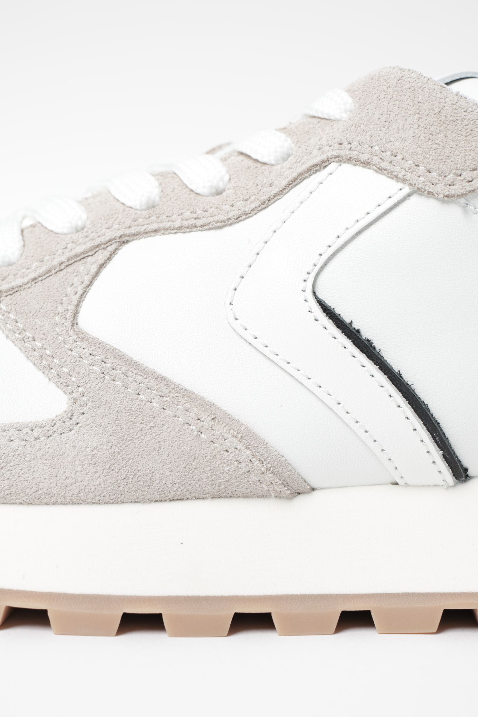 PARIS POWER レザー × ナイロン スニーカー  / ホワイト × グレー