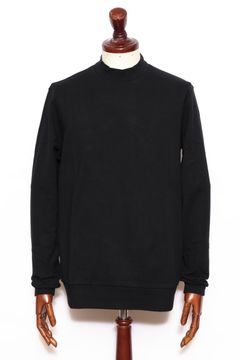 【サイズ50まで】FIANO LUNGO rib jersey コットン リブジャージ モックネック 長袖 カットソー / ブラック 099