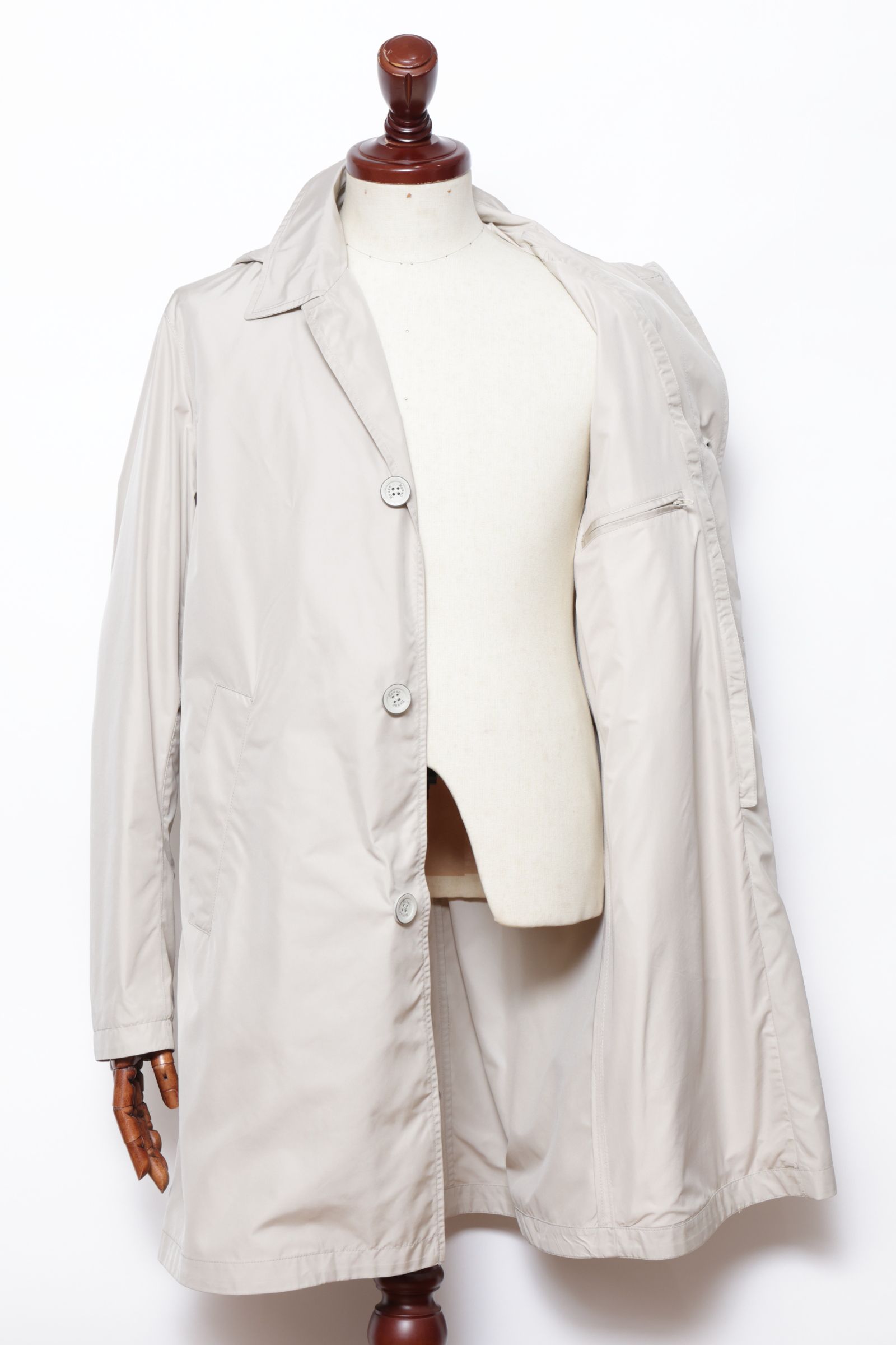 高密度ポリエステル 脱着式フード チェスタコート / アイボリー 1985