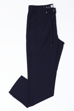 【セットアップあり】ストレッチ ナイロン ジャージ ワンプリーツ シャーリングパンツ  / ネイビー