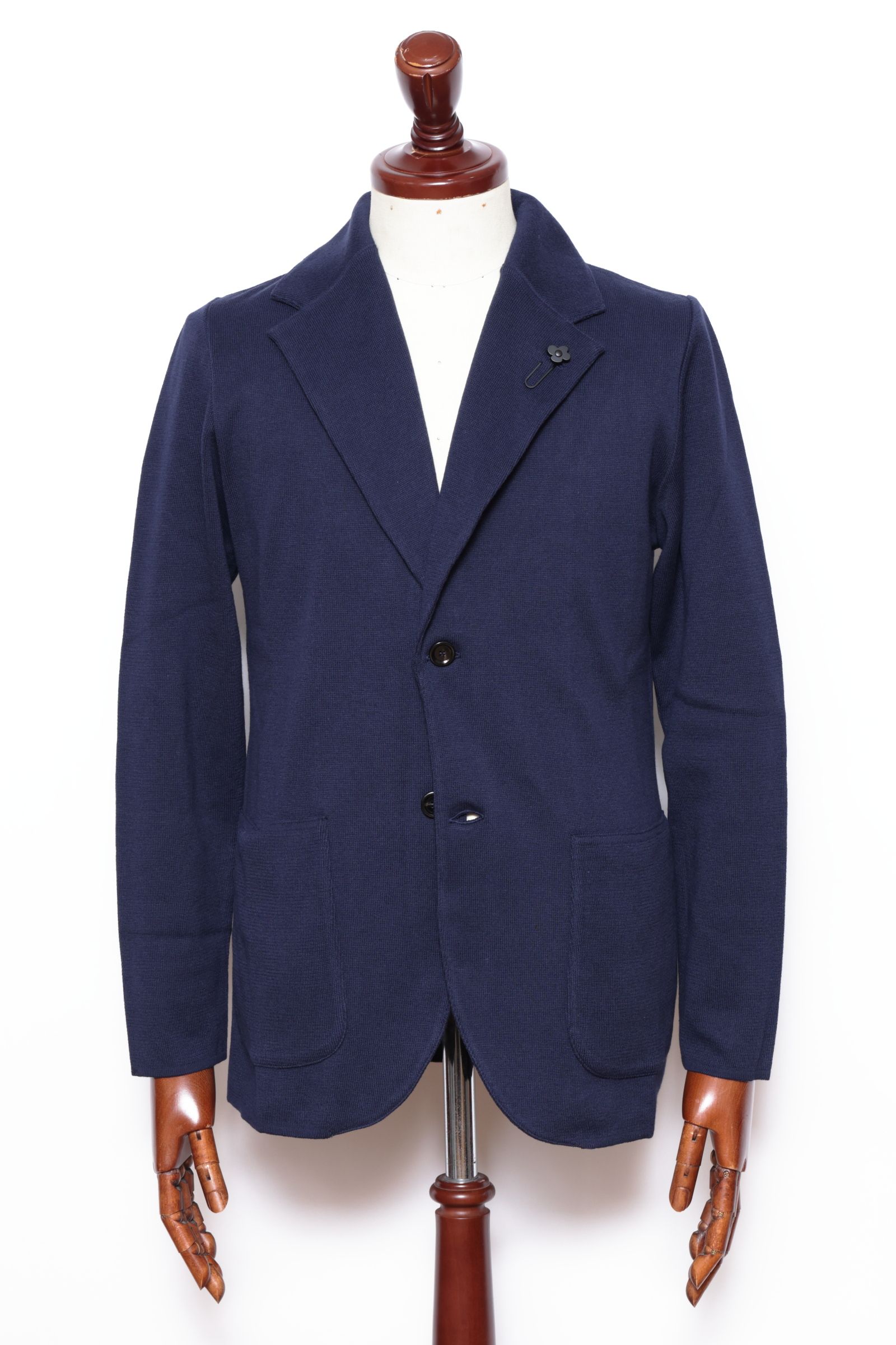 ALJM コットン ニット 2B ジャケット  / ネイビー 0850