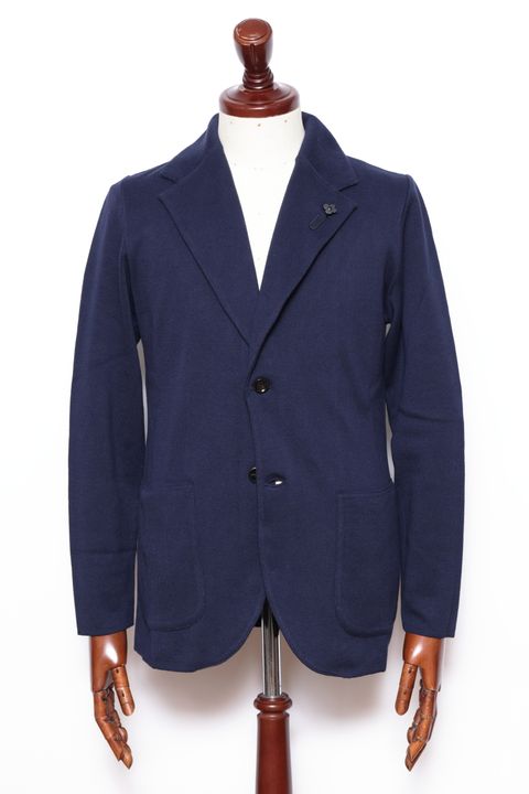 ALJM コットン ニット 2B ジャケット  / ネイビー 0850