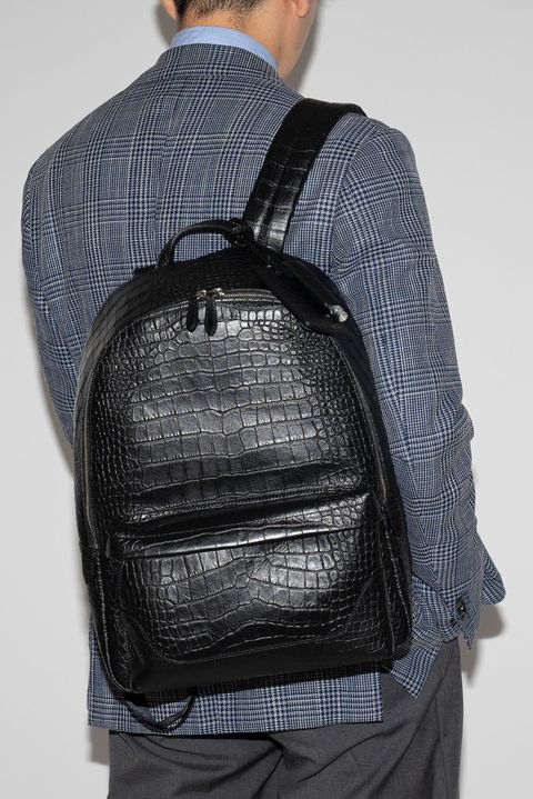 【BEKKU HOMME 別注】 クロコダイル型押し レザー バックパック / ブラック