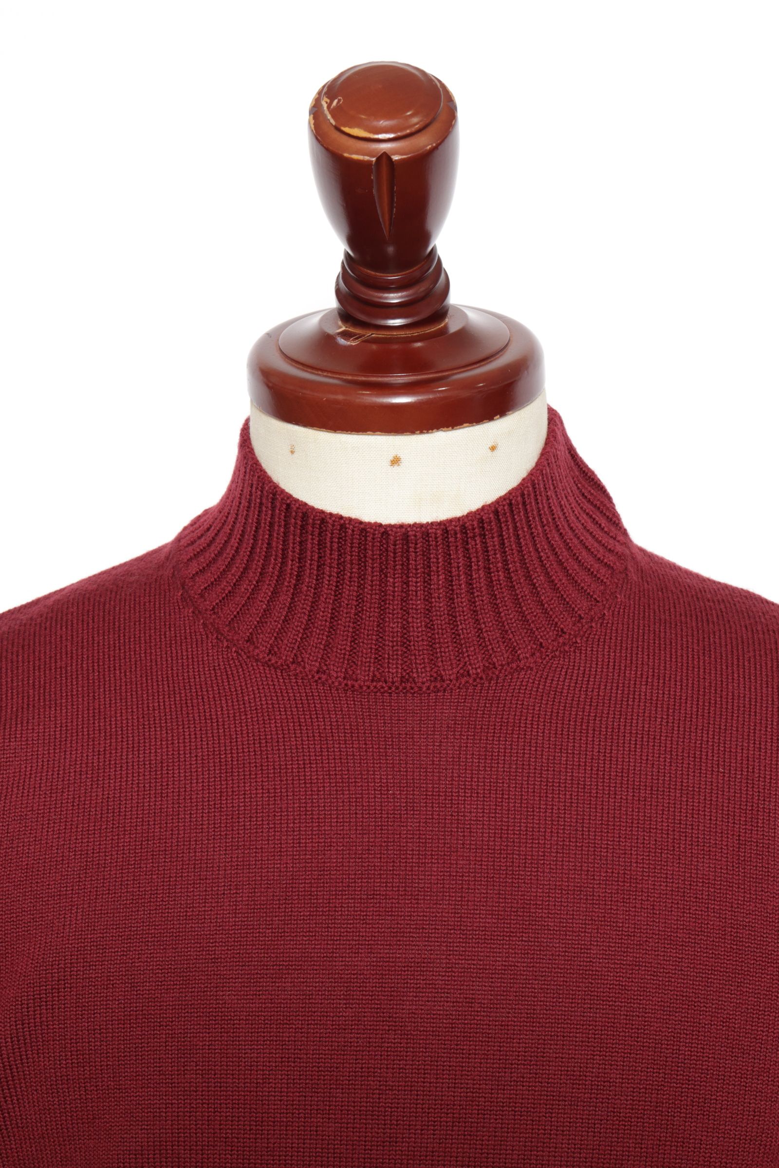 8ゲージ ミドルゲージ モックネック ニット セーター / ボルドー
