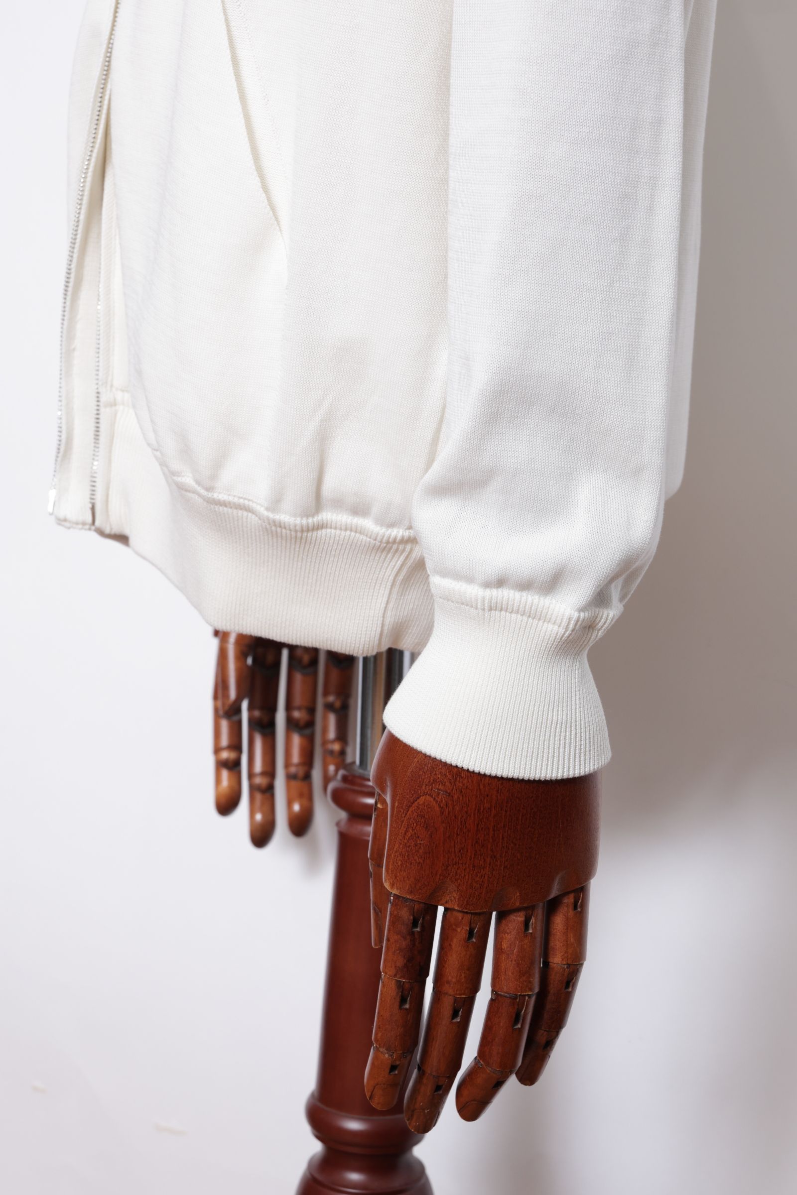 BZ1ML クレープコットン MA-1型 ジップアップニット / アイボリー 0020