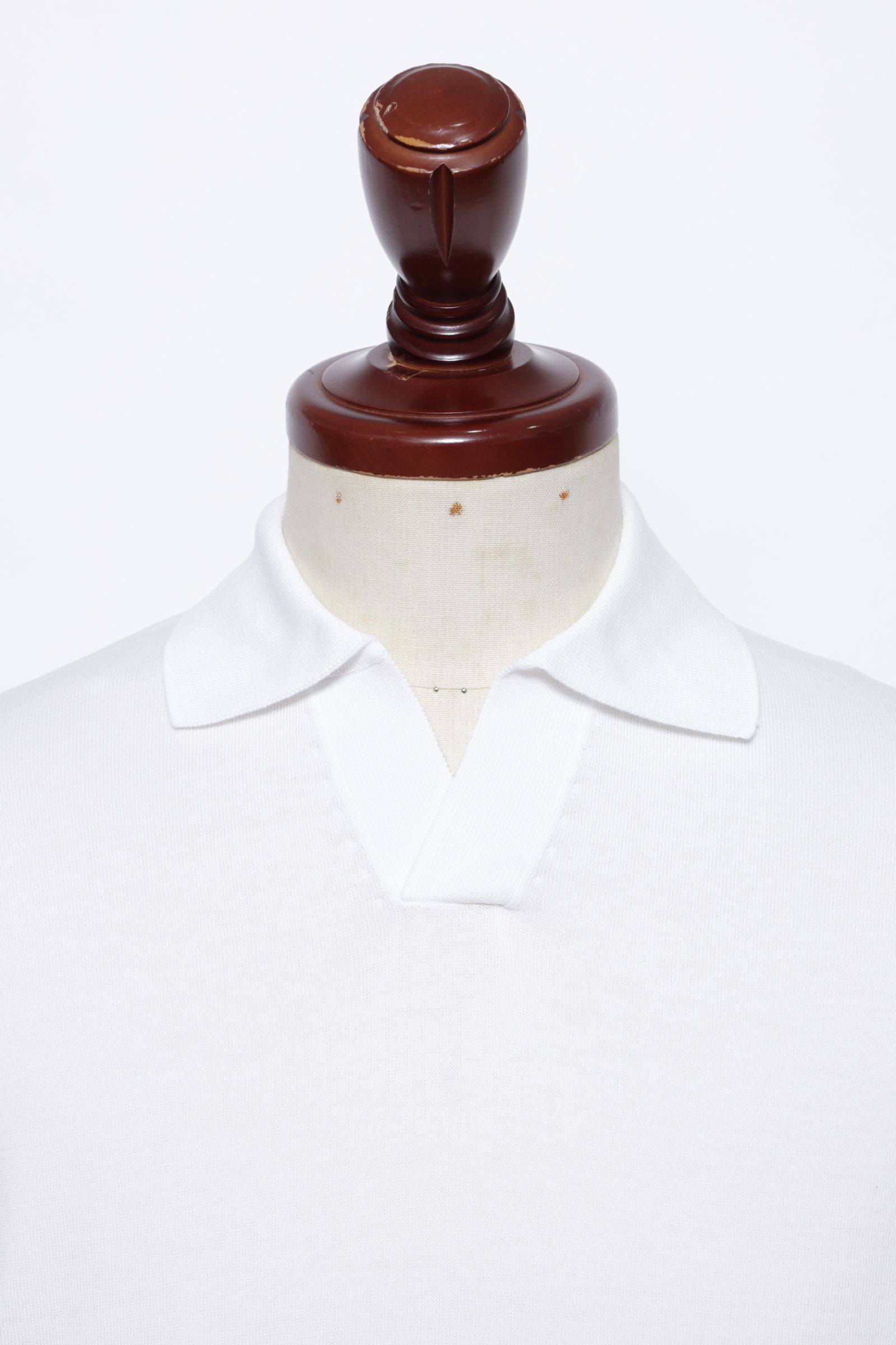 干場氏モデル クレープコットン ショートスリーブ スキッパーポロ / ホワイト