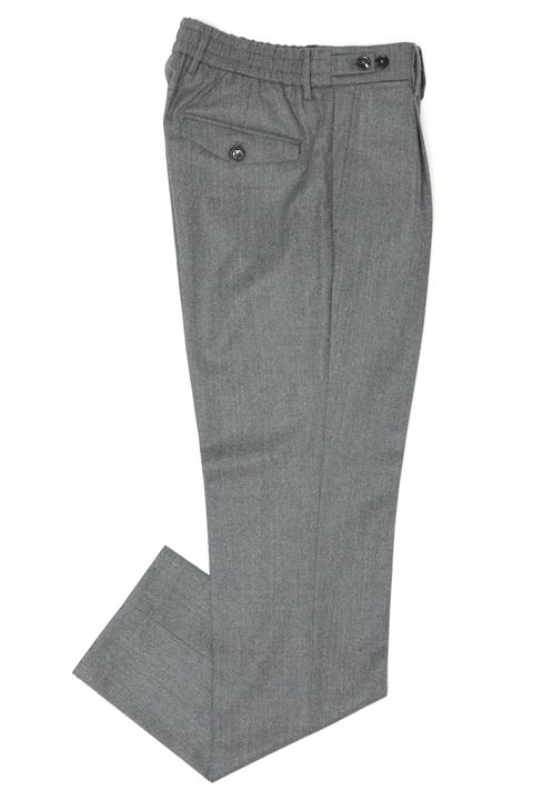 BERTO ベルト カノニコ社製ウールサキソニー 1プリーツ バックシャーリング テーパードパンツ / GREYグレー