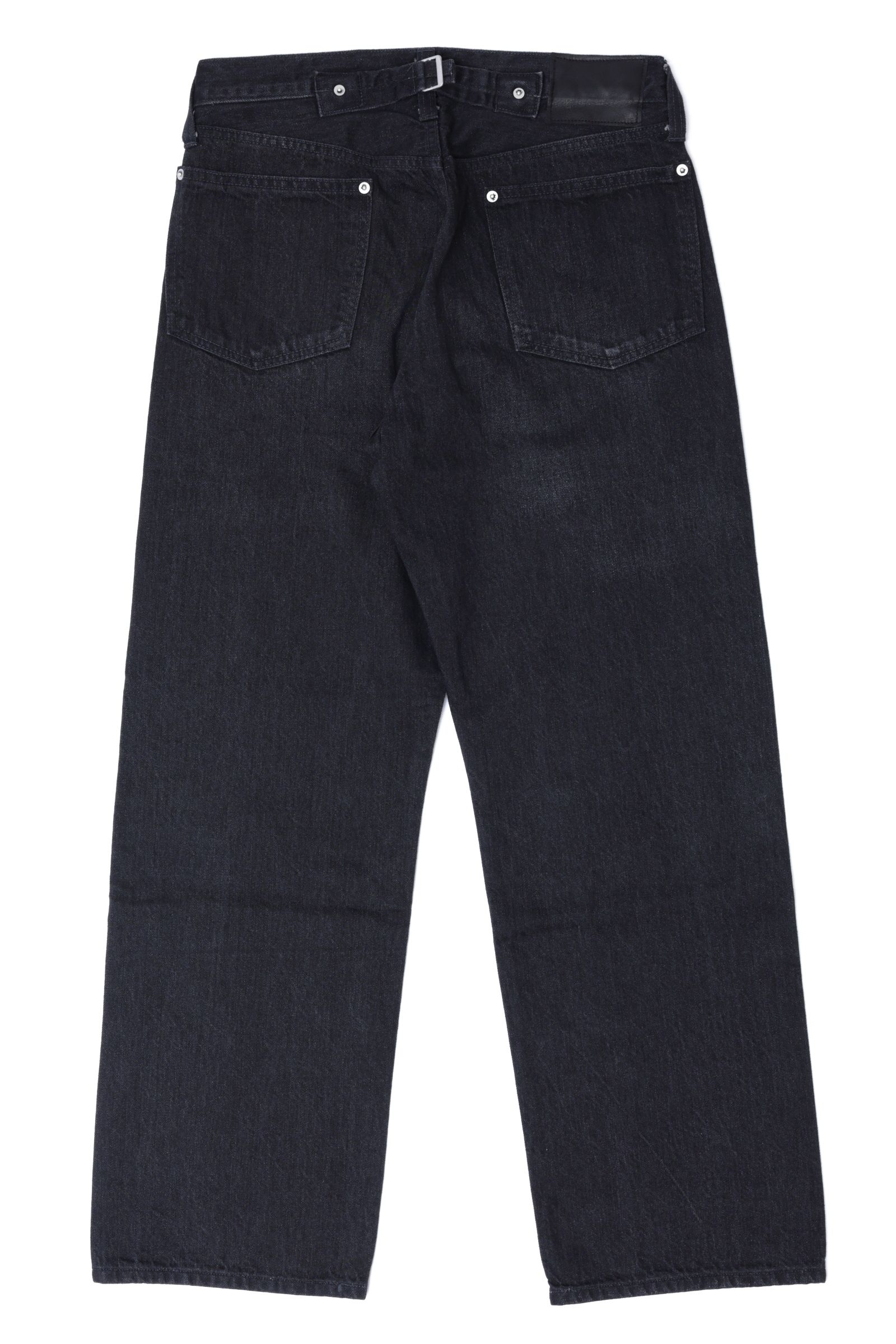 CINCH BACK BAGGY JEANS ユーズド加工 ワイド デニムパンツ / BLACK USED ブラック