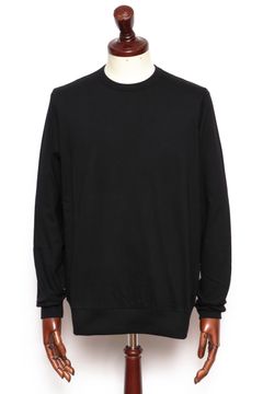 NEBBIOLO LUNGO コットン クルーネック 長袖 カットソー / ブラック