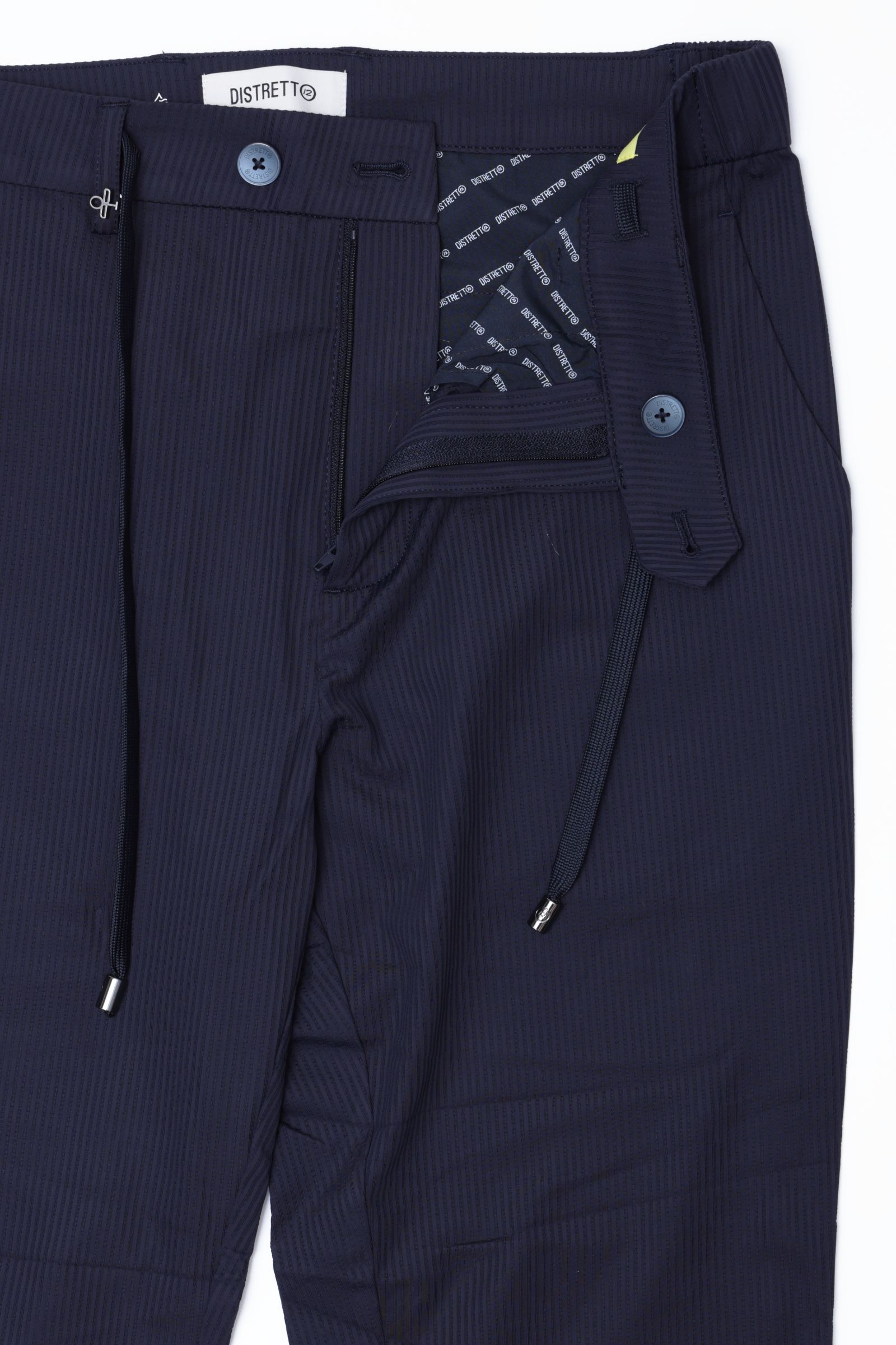 【セットアップあり】ストレッチ ナイロン ジャージ シアサッカー 1プリーツ シャーリングパンツ  / ネイビー