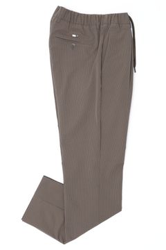 PT000093U 撥水ポリエステル シアサッカー 1プリーツ テーパード シャーリングパンツ / 7745 カーキ