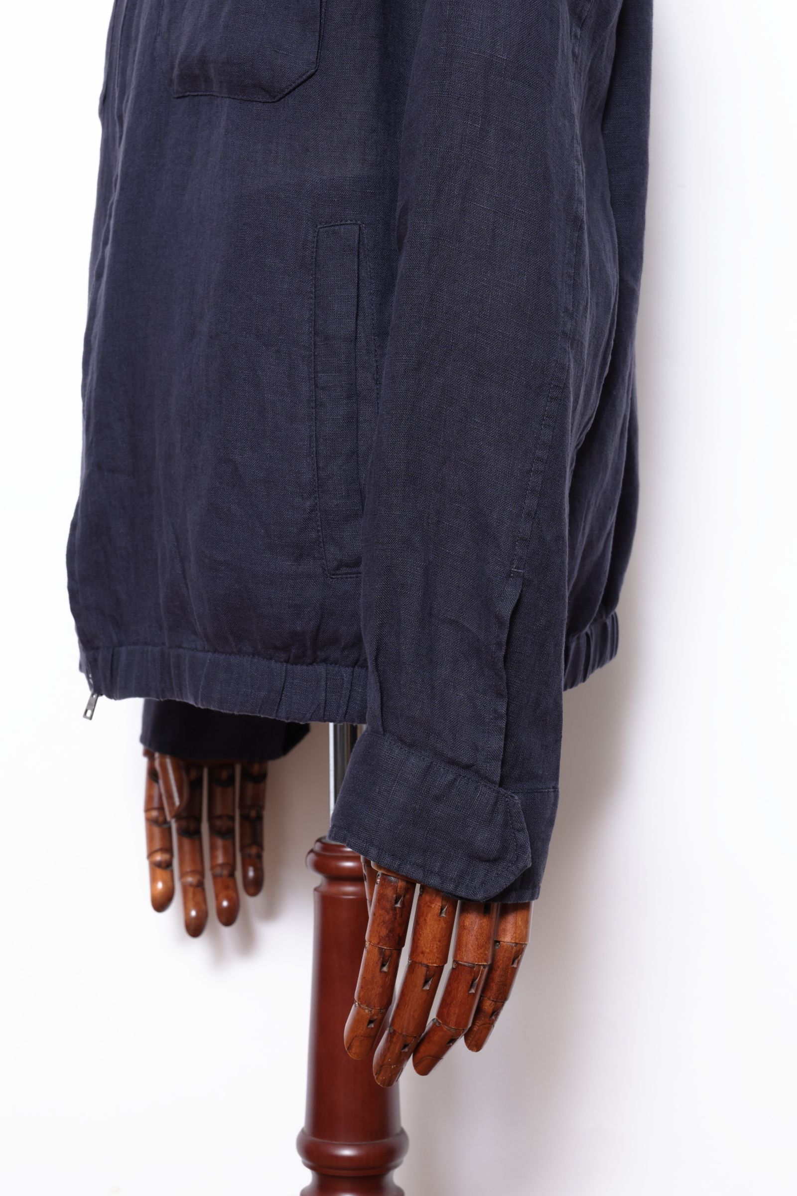 GI000647U ウォッシュドリネン ジップアップ ブルゾン / ネイビー 9200