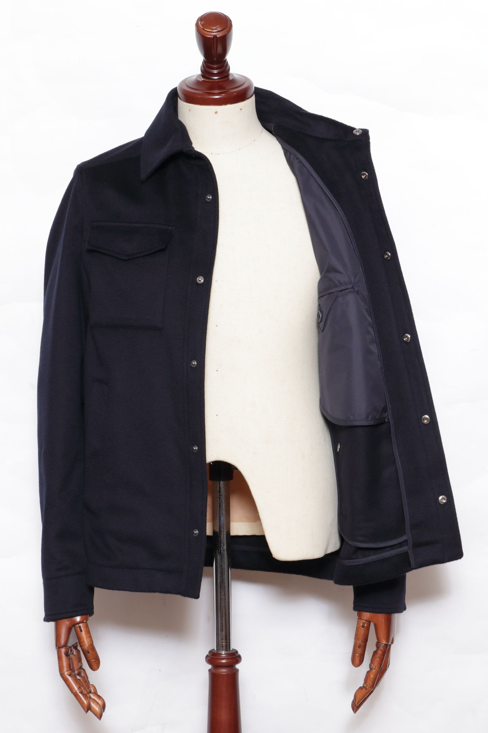GI000312U ウールカシミア フランネル シャツブルゾン / ネイビー 9200