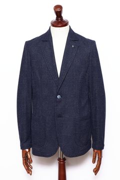 ストレッチ ジャージ シャドーチェック 2B ジャケット  / ネイビー