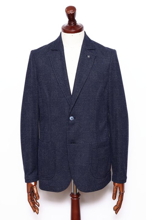 ストレッチ ジャージ シャドーチェック 2B ジャケット  / ネイビー