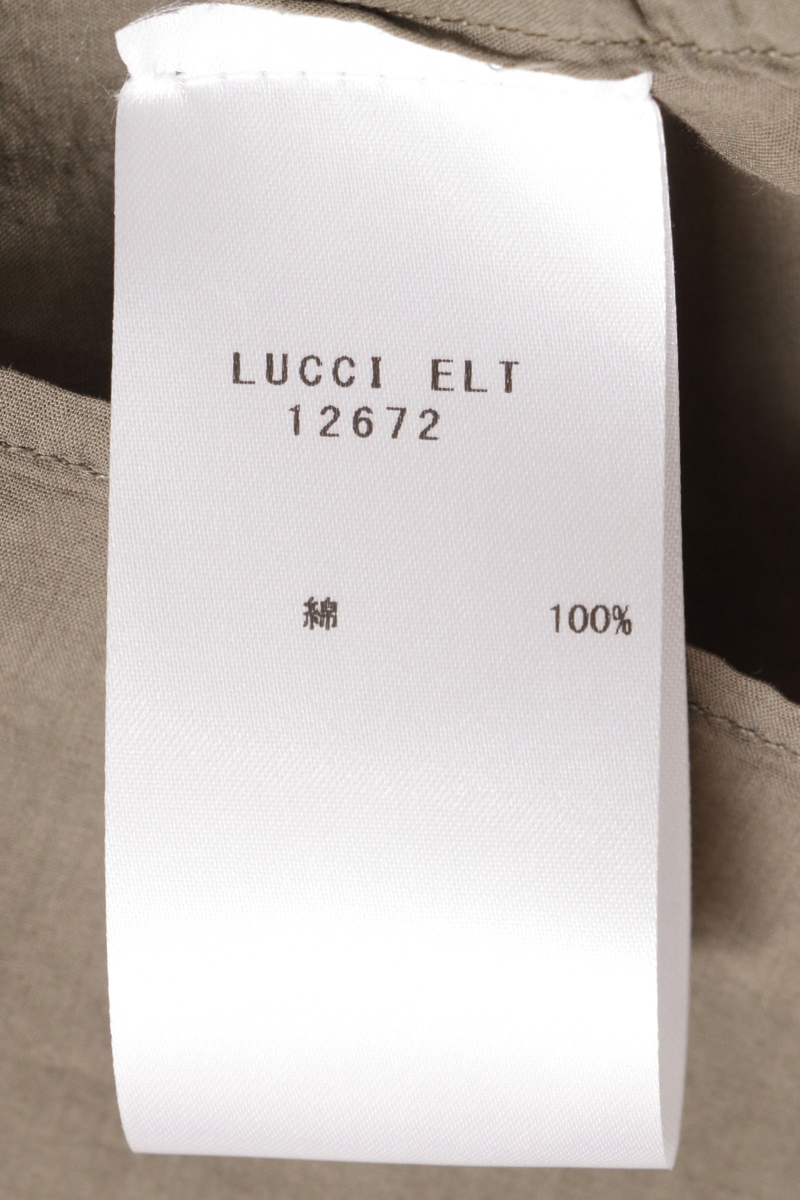 LUCCI コットンローン プルオーバー バンドカラー シャツ / グリーン