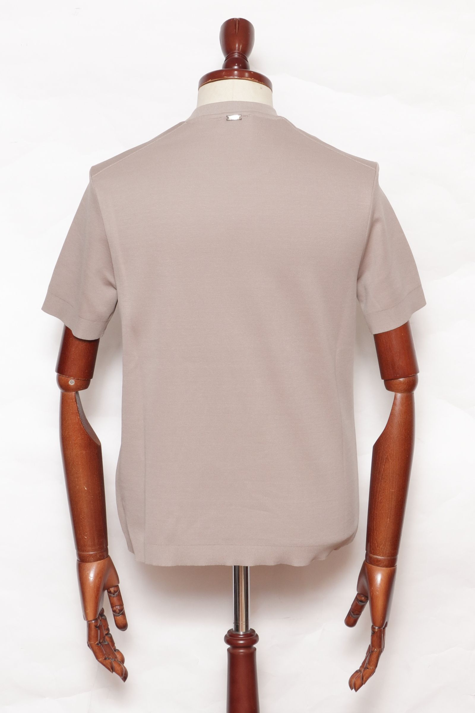 JG000206U ジャージニットエフェクト コットン クルーネック Tシャツ / グレージュ