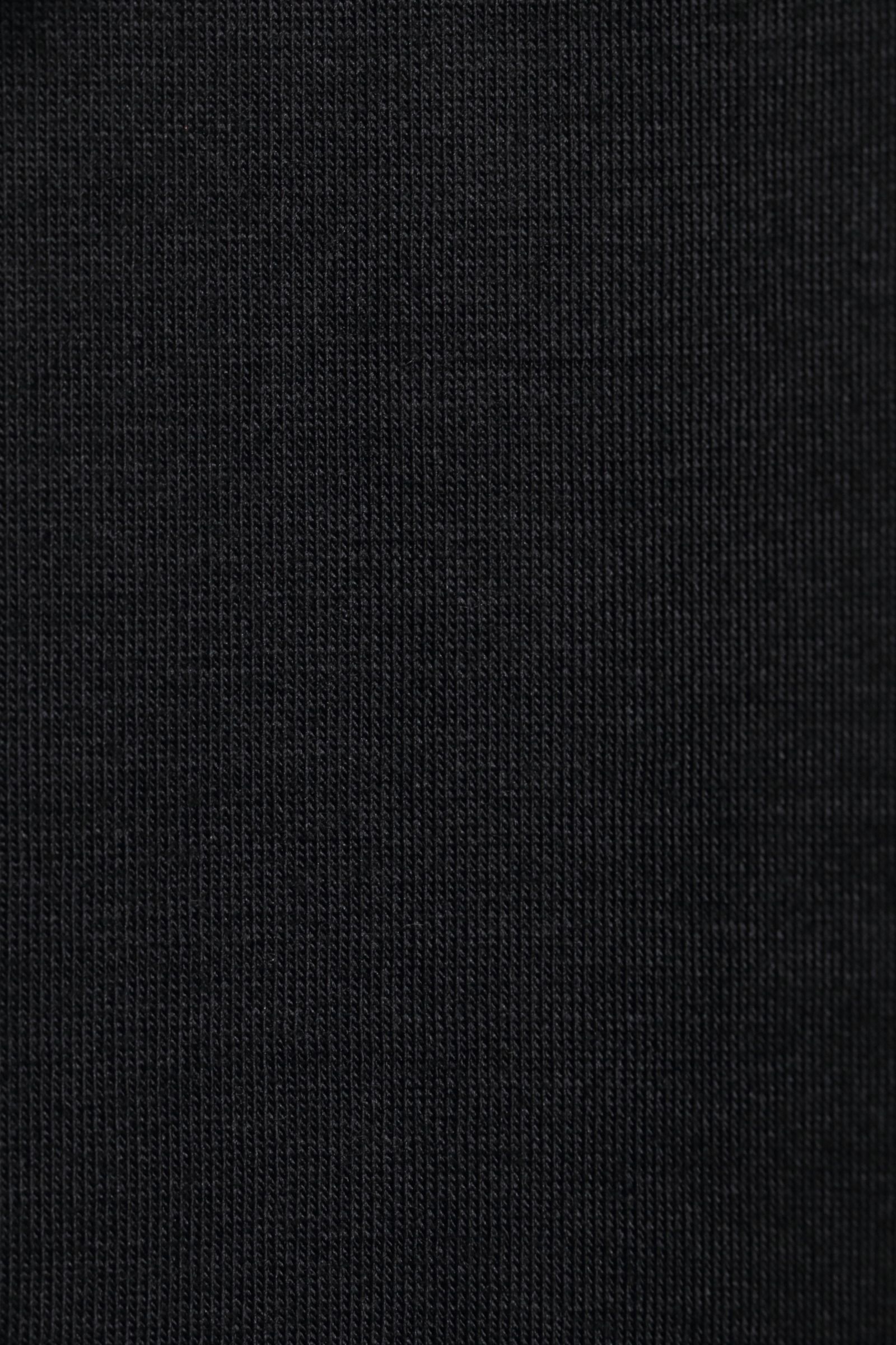 12G ハイゲージ ソフトコットン ソリッドモックネック ニットTシャツ/ ブラック