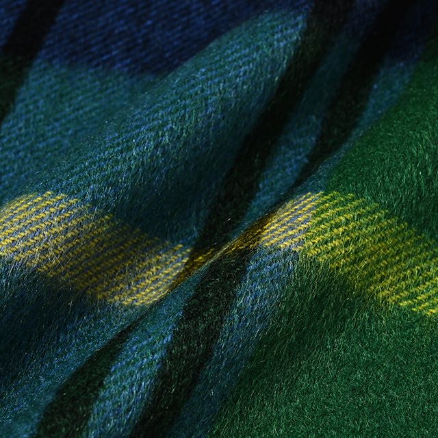 CPG52476 カシミア プライマリー ブラックウォッチ チェック ストール 30 x 180 / サファイアブルーxエメラルドグリ-ン