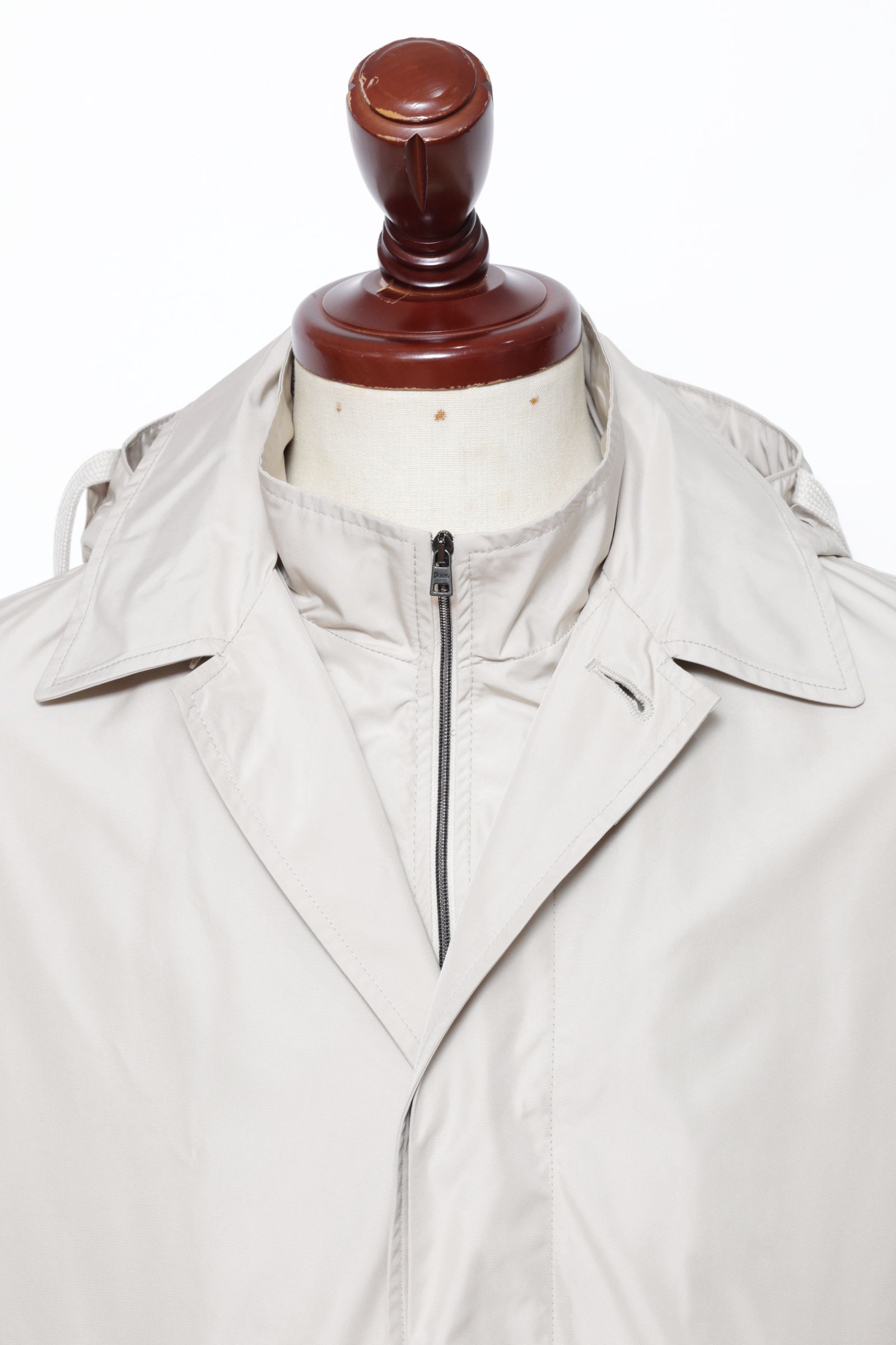 高密度ポリエステル 脱着式フード チェスタコート / アイボリー 1985