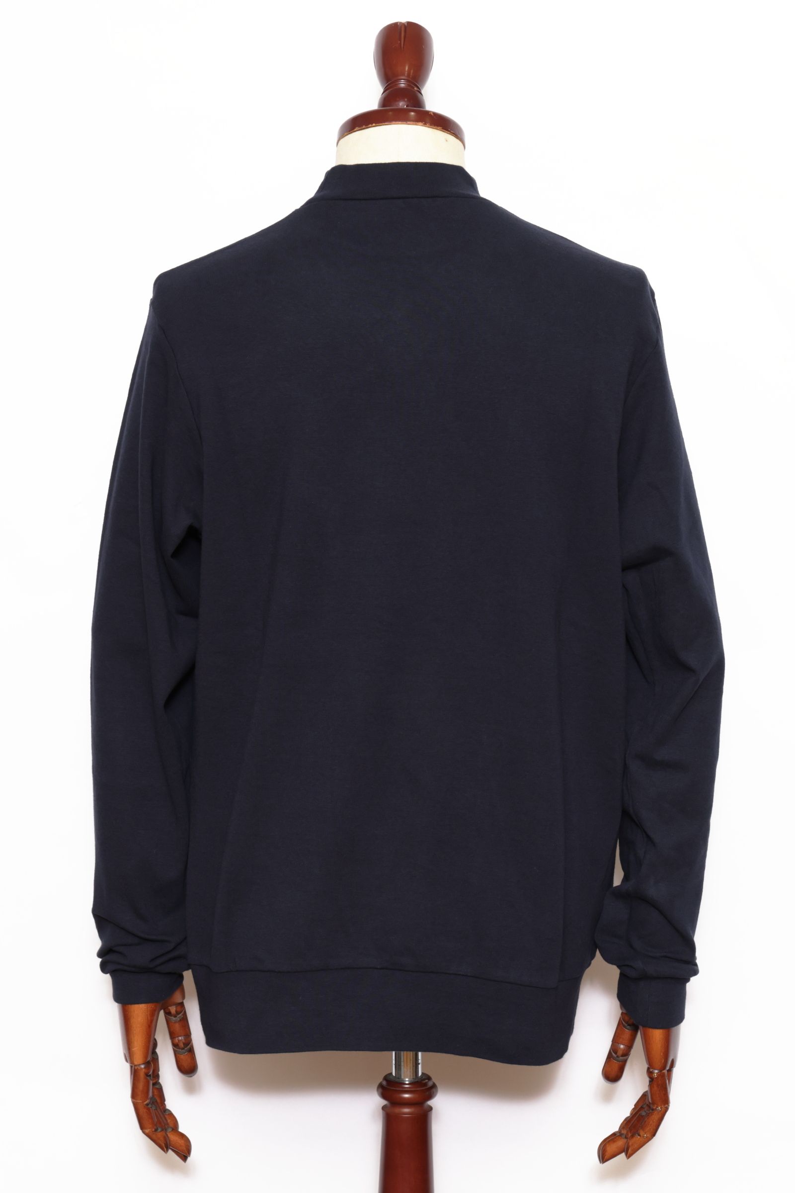 【サイズ50まで】FIANO LUNGO rib jersey コットン リブジャージ モックネック 長袖 カットソー / ネイビー 670