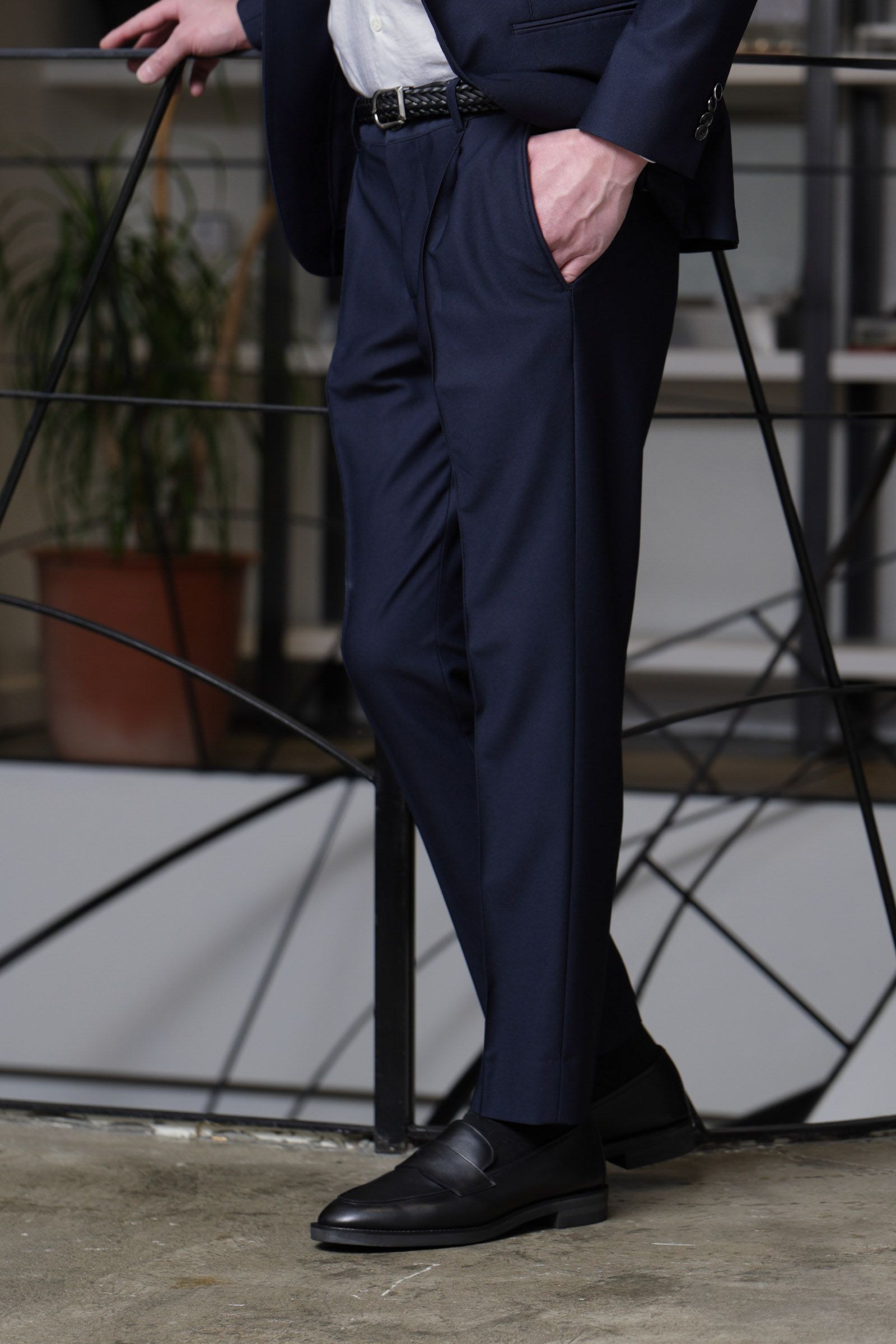 CERIMONIA ハイブリッド ニット ジャージ セットアップスーツ/ NVY ネイビー