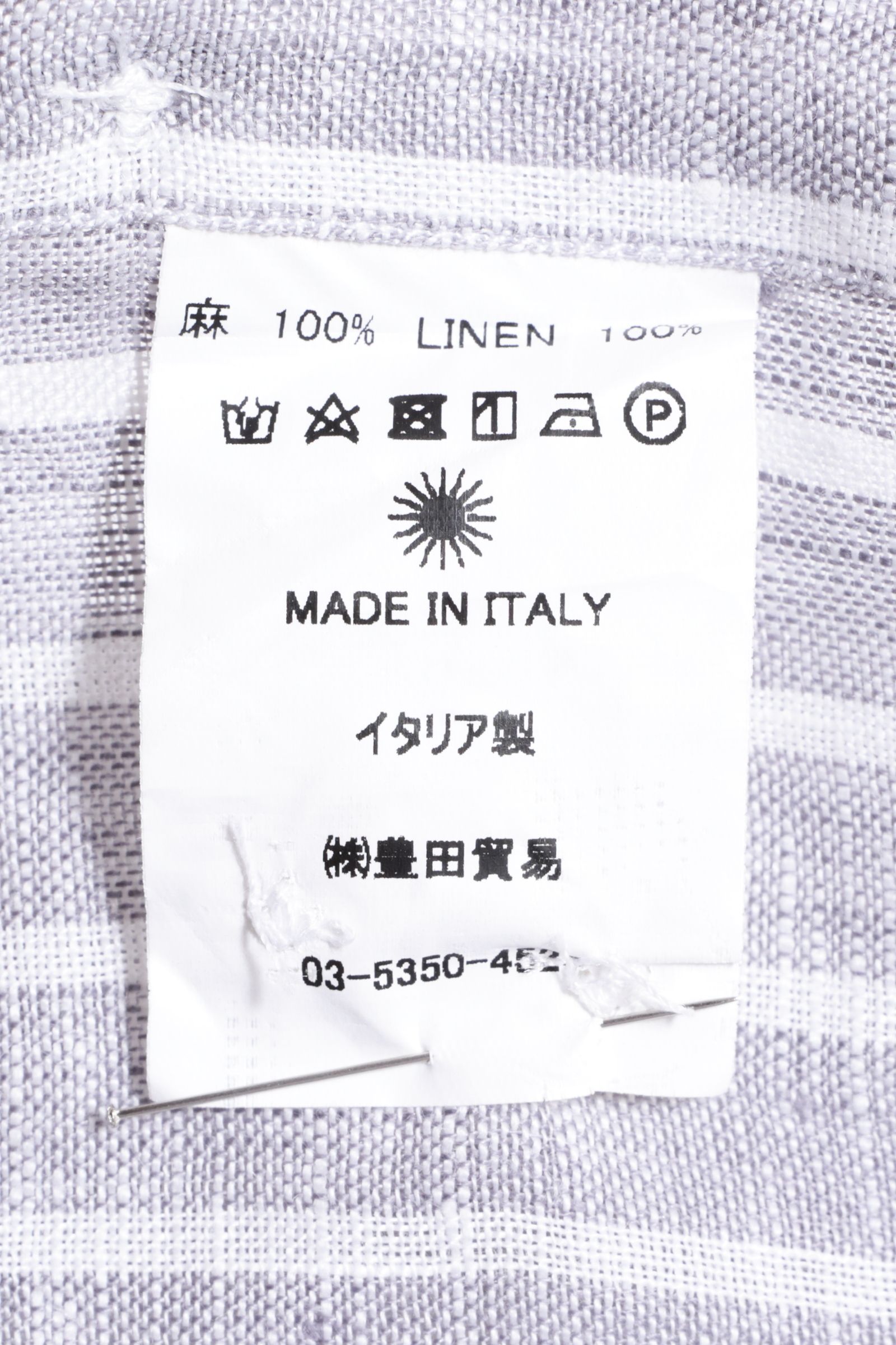 Vinci Fit ウォッシュド ストライプリネン カッタウェイカラー シャツ / ライトグレー