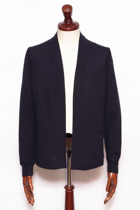 フレッシュコットン 12G ボタンレス カーディガン  / ネイビー 598