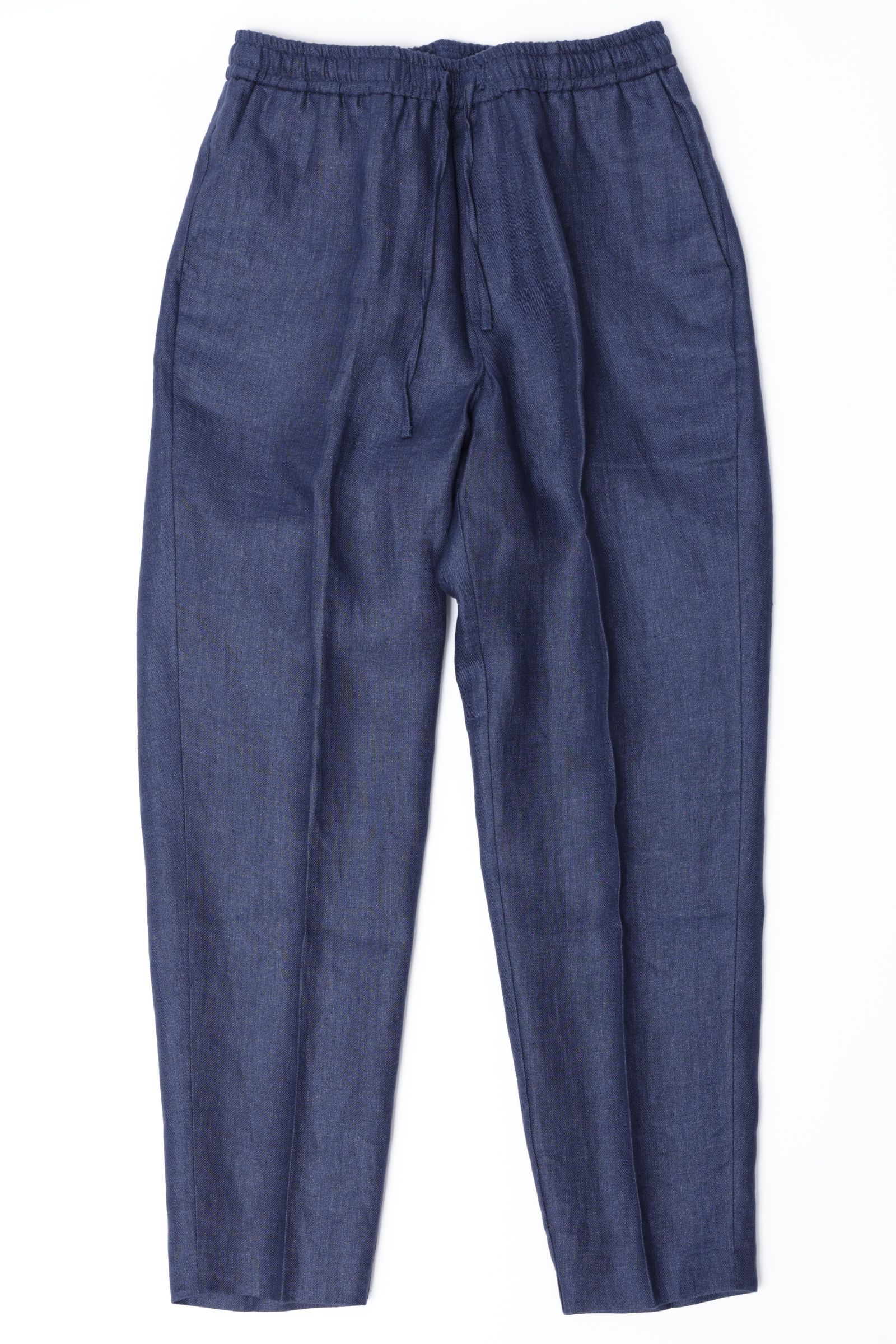 リネン フルシャーリング ドローコード付き イージーパンツ / ネイビー