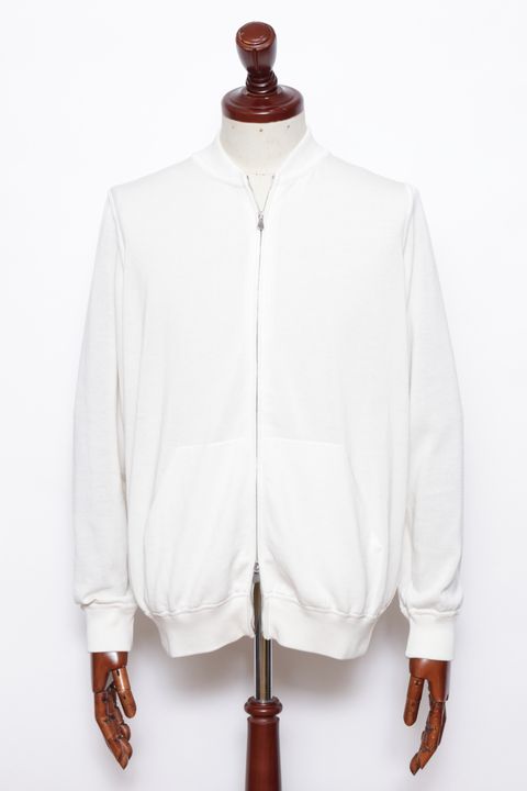 BZ1ML クレープコットン MA-1型 ジップアップニット / アイボリー 0020