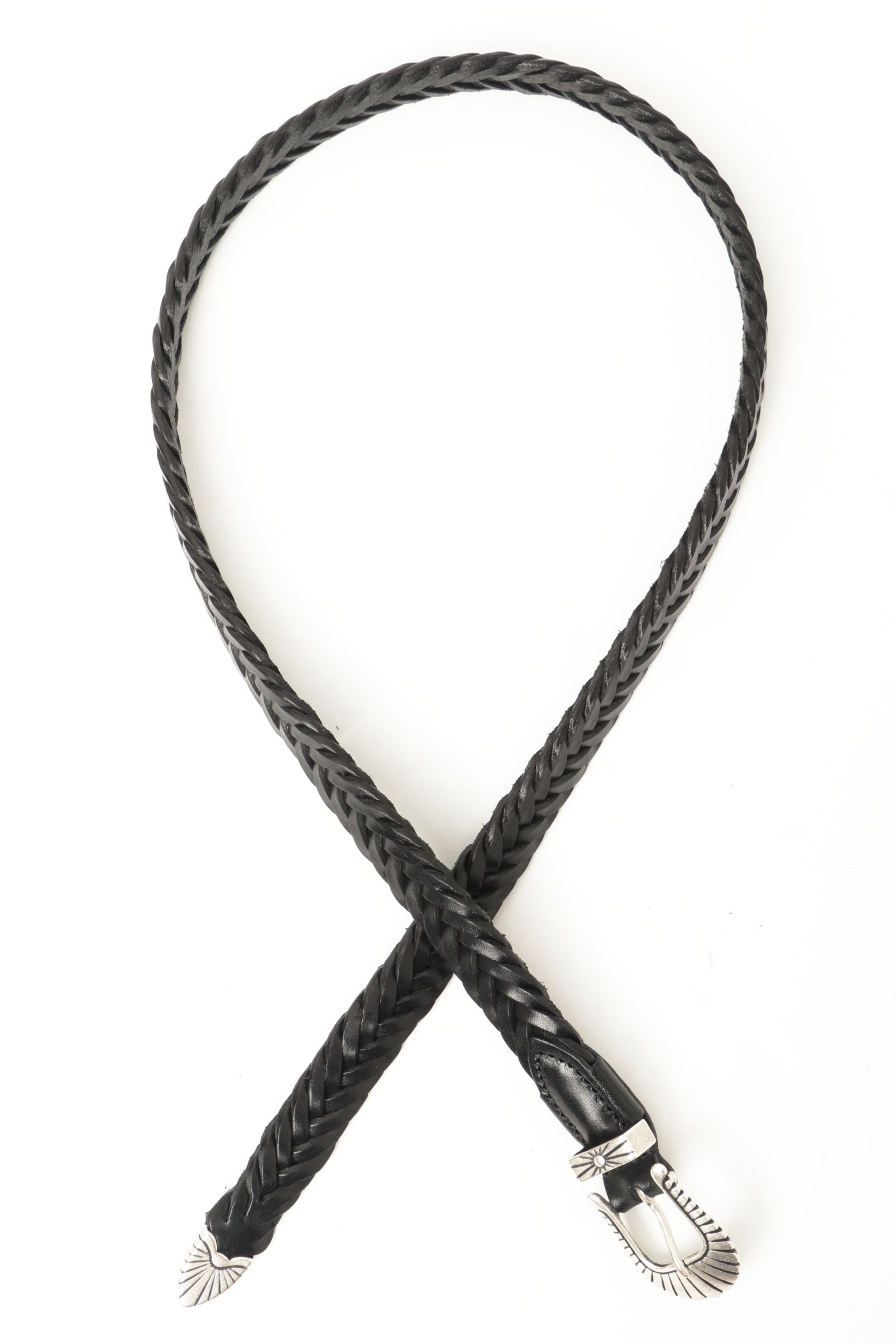 プンターレ カーフレザー メッシュ ウエスタン ベルト  2.5cm幅  / ブラック