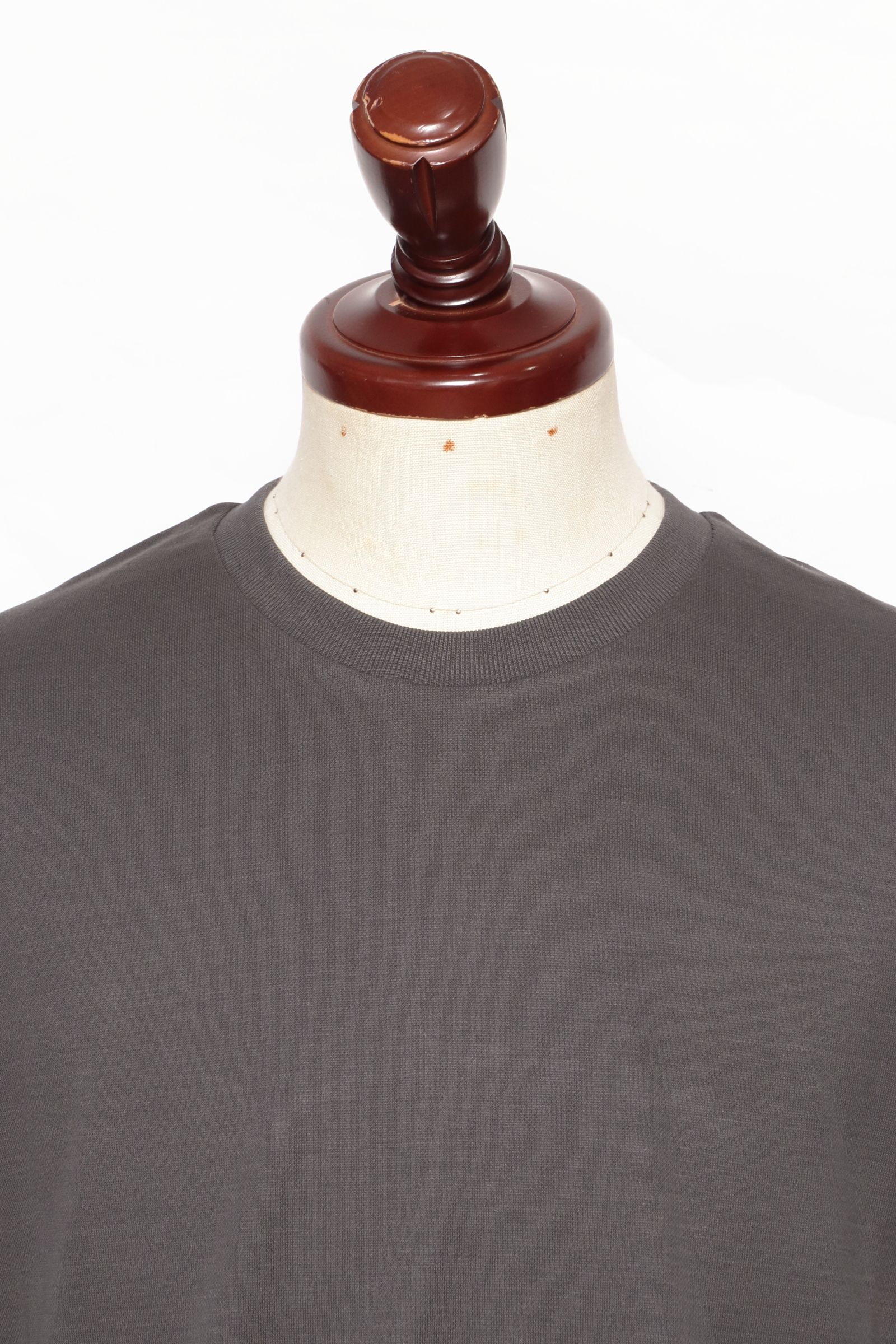 JG000206U ジャージニットエフェクト コットン クルーネック Tシャツ / グレー