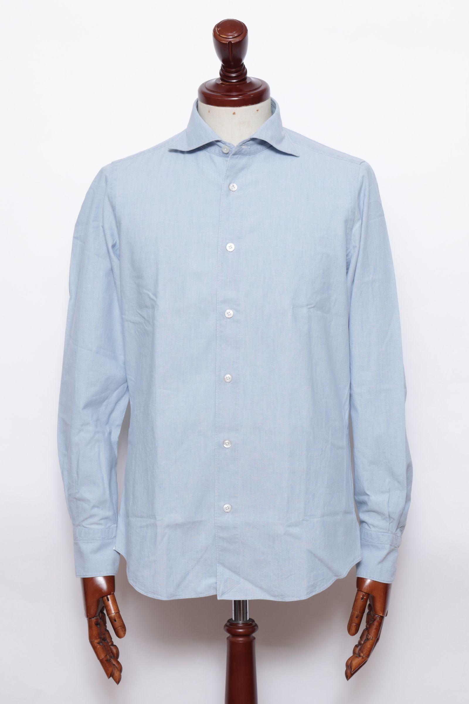 SIMONE シモーネ / BALI バーリ コットン シャンブレー カッタウェイ シャツ / ライトインディゴ