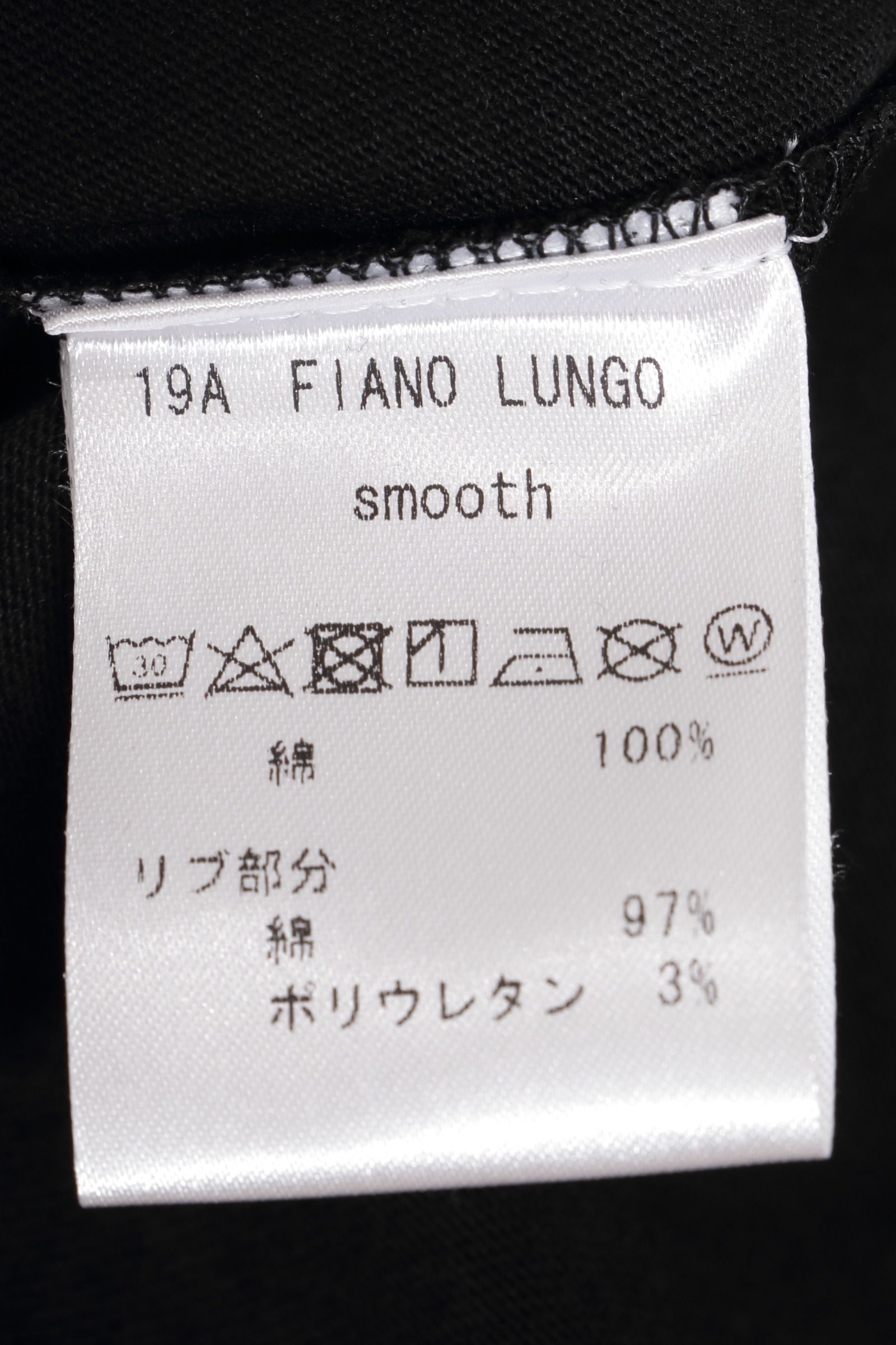 【サイズ50まで】FIANO LUNGO コットン モックネック 長袖 カットソー / ブラック