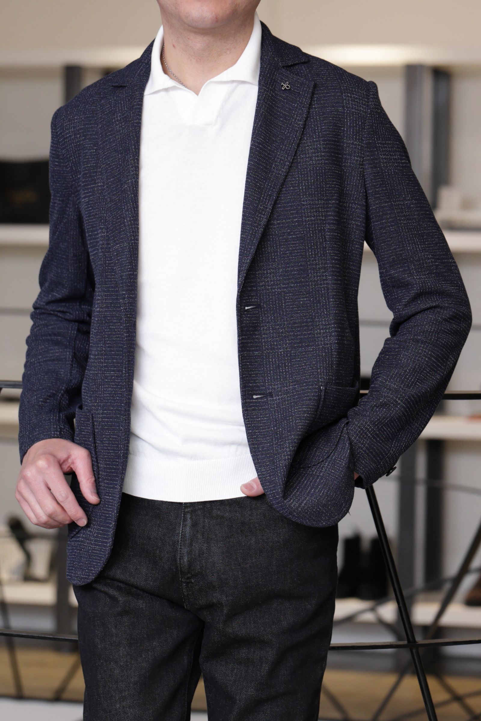 干場氏モデル FILIPPO DE LAURENTIISを使用した、スキッパーで魅せる大人のデニムジャケットスタイル