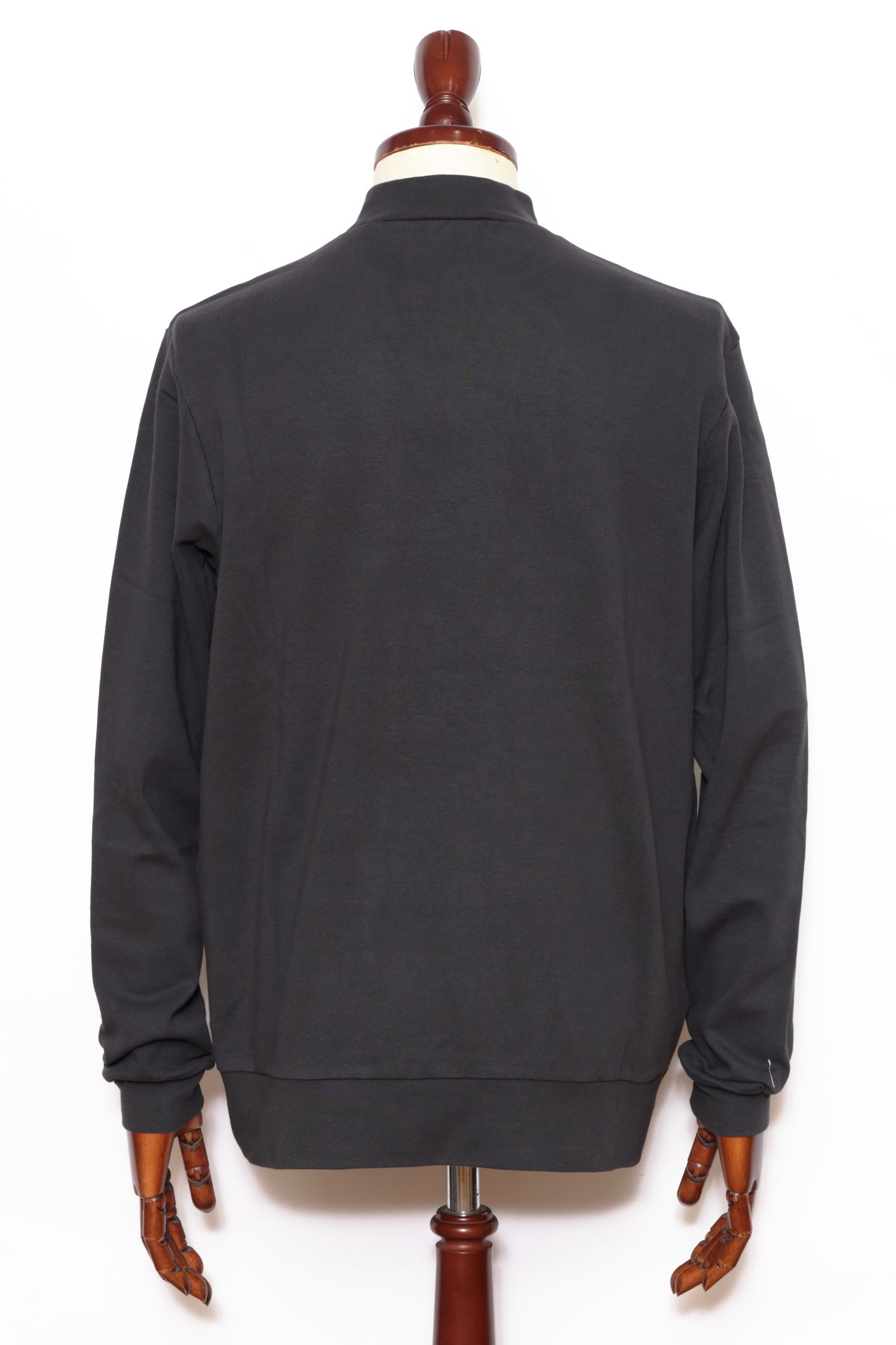 【サイズ50まで】FIANO LUNGO rib jersey コットン リブジャージ モックネック 長袖 カットソー / チャコールグレー 899