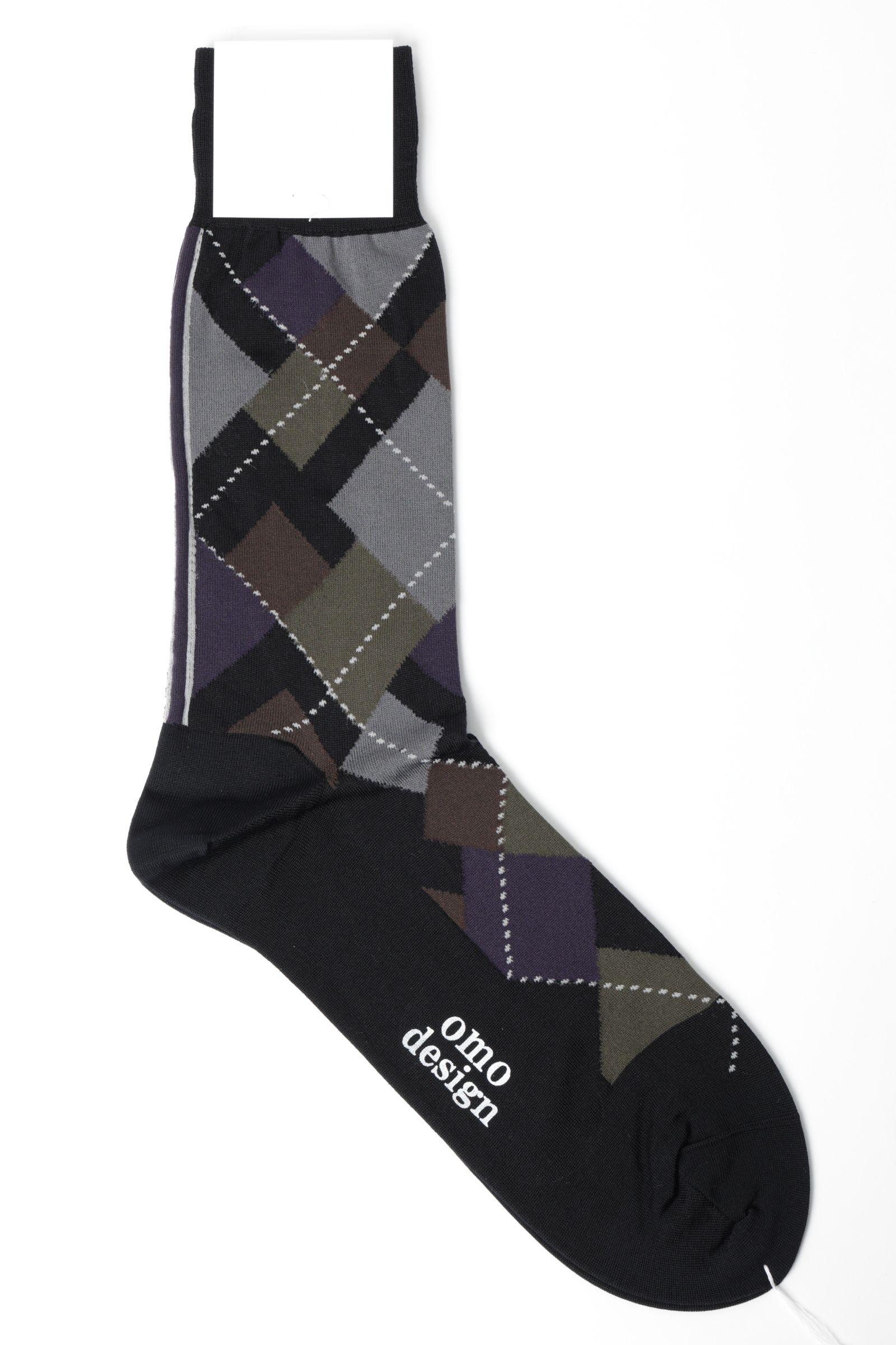 ネコポス対応(385円で発送)/ ARGYLE  アーガイルチェック コットン ソックス / ブラック