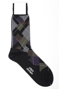 ネコポス対応(385円で発送)/ ARGYLE  アーガイルチェック コットン ソックス / ブラック