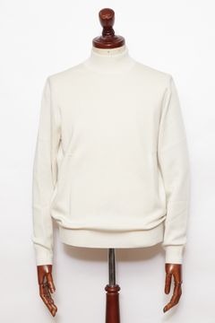 lussoシリーズ #0721 18G カシミヤシルク モックネック ロングスリーブ ニット / IVORY アイボリー