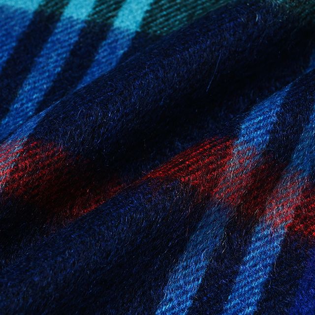 CPG52476 カシミア プライマリー ブラックウォッチ チェック ストール 30 x 180 / ターコイズ コバルト