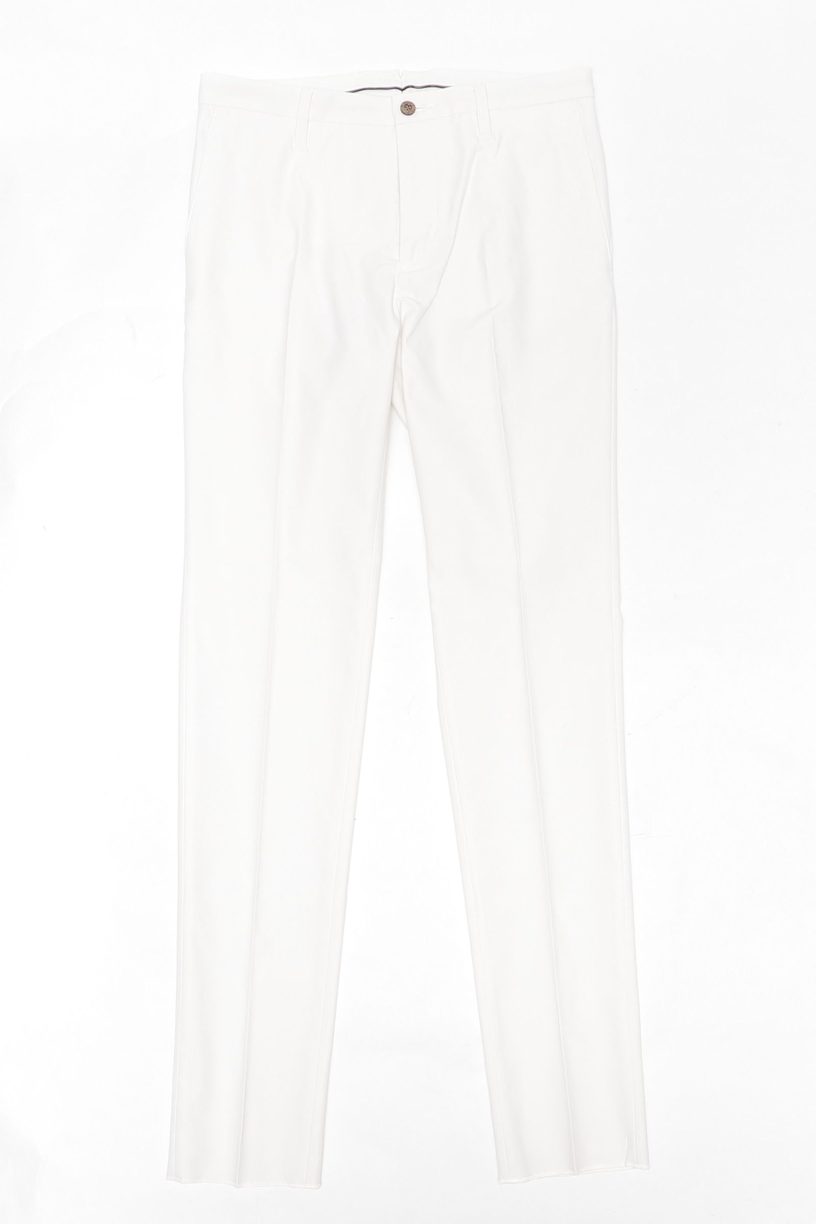 BASIC PANTS コットンライク ストレッチ ポリエステル  スリムフィット パンツ / ホワイト