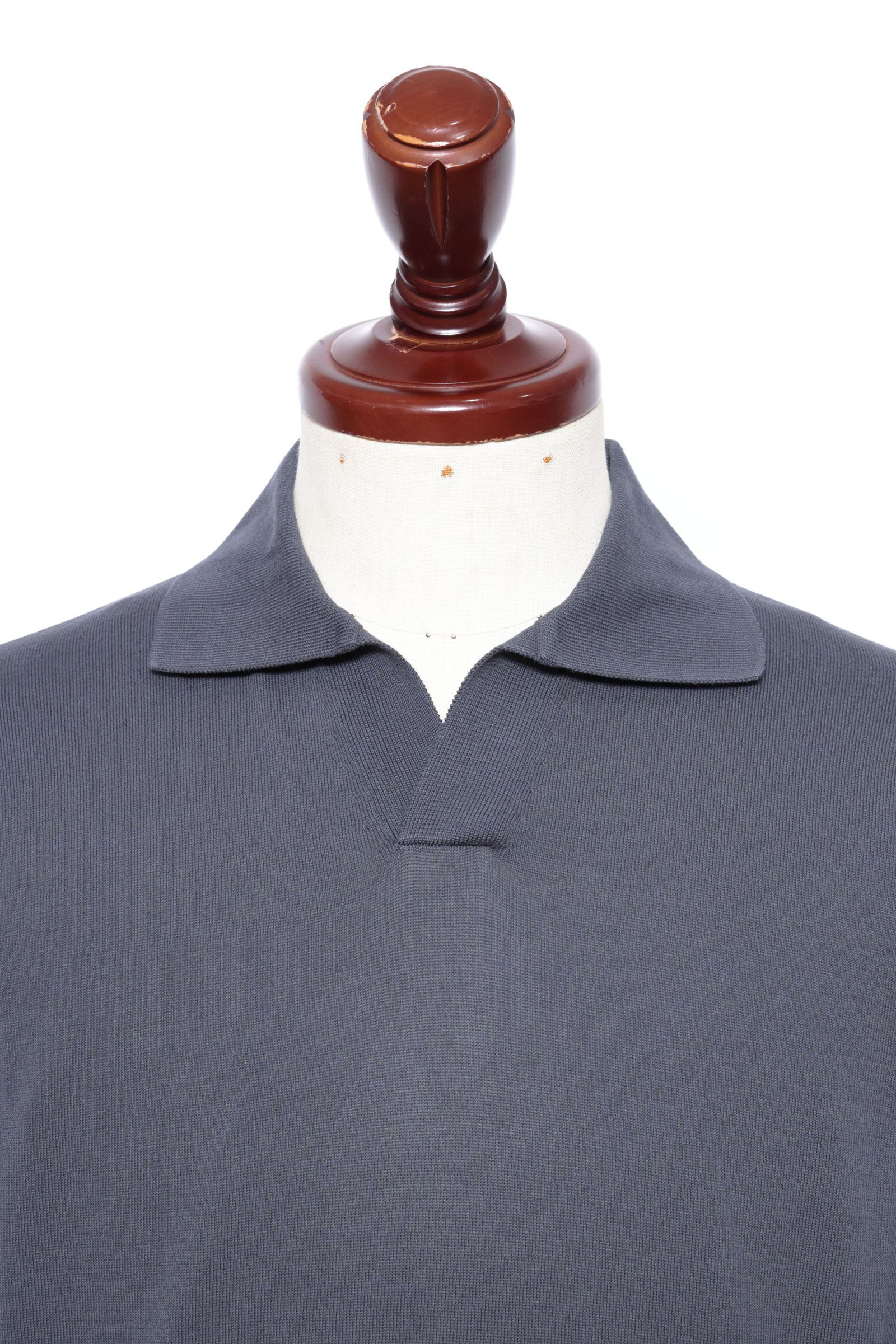 干場氏モデル クレープコットン ショートスリーブ スキッパーポロ / グレー