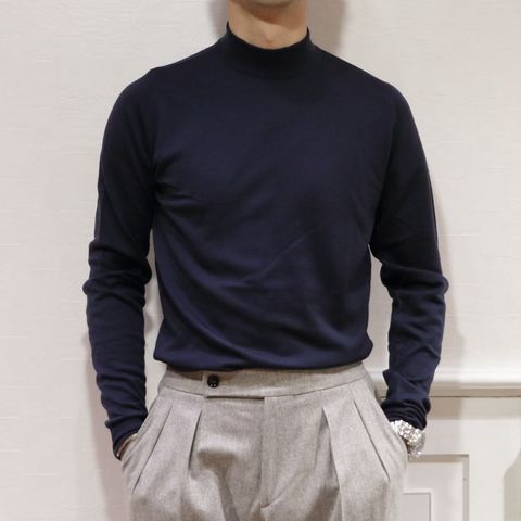 "ZANONEミラノリブジャケット"を使用したきれいめニットコーデ