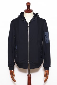 【セットアップあり】JUAN ハイパーストレッチ x リブニット ジップアップ パーカー / ネイビー