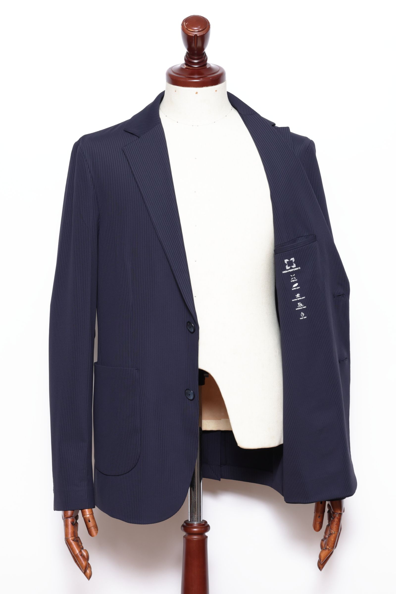 【セットアップあり】ストレッチ ナイロン ジャージ シアサッカー 2B ジャケット  / ネイビー