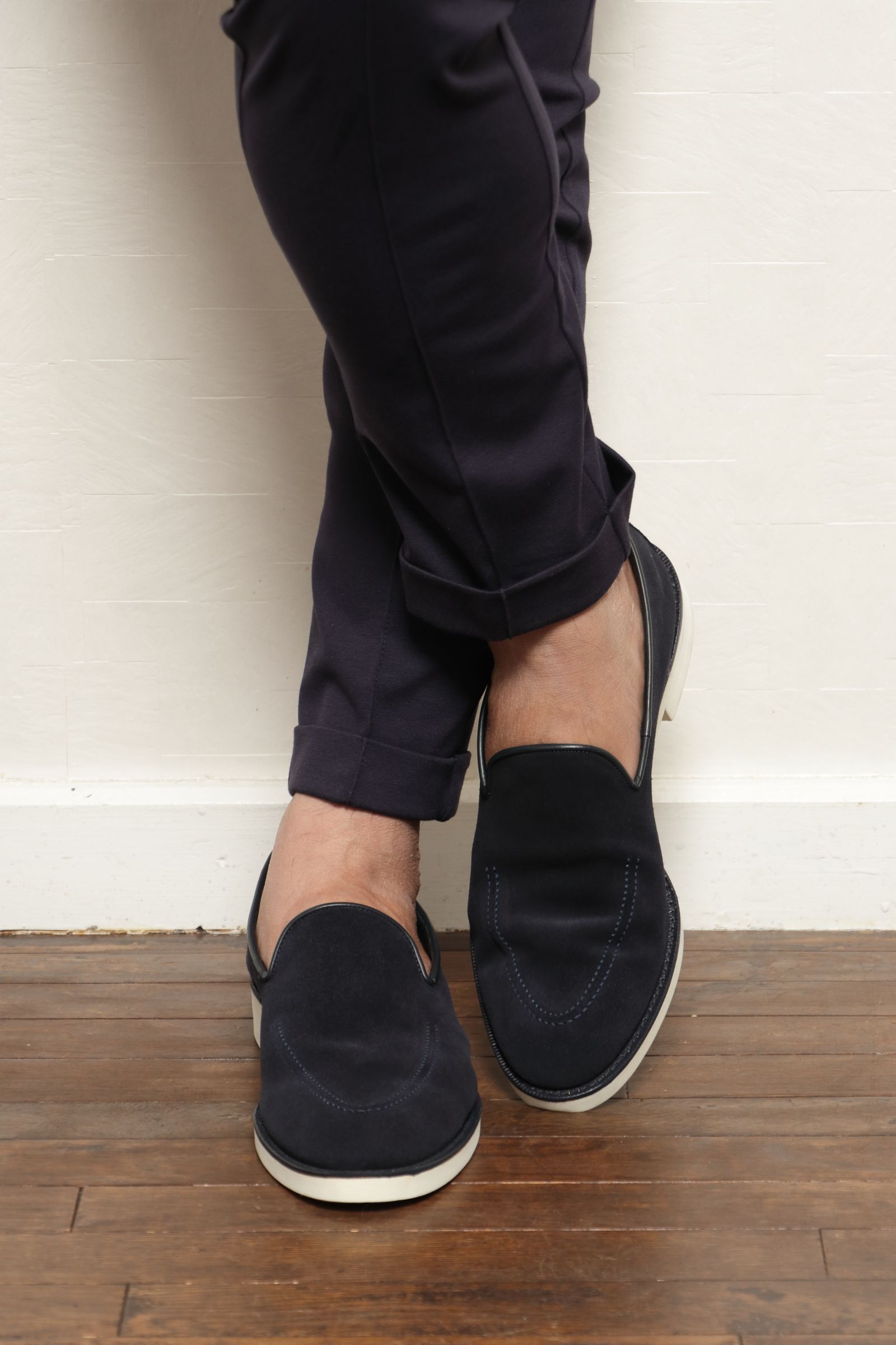 【先行予約】チャールズFステッド スーパースエード スリッポン シューズ 革靴 / ネイビー