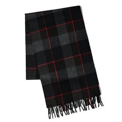 CPG52476 カシミア プライマリー ブラックウォッチ チェック ストール 30 x 180 / ブラック、チョコレートブラウン、ミディアムグレー