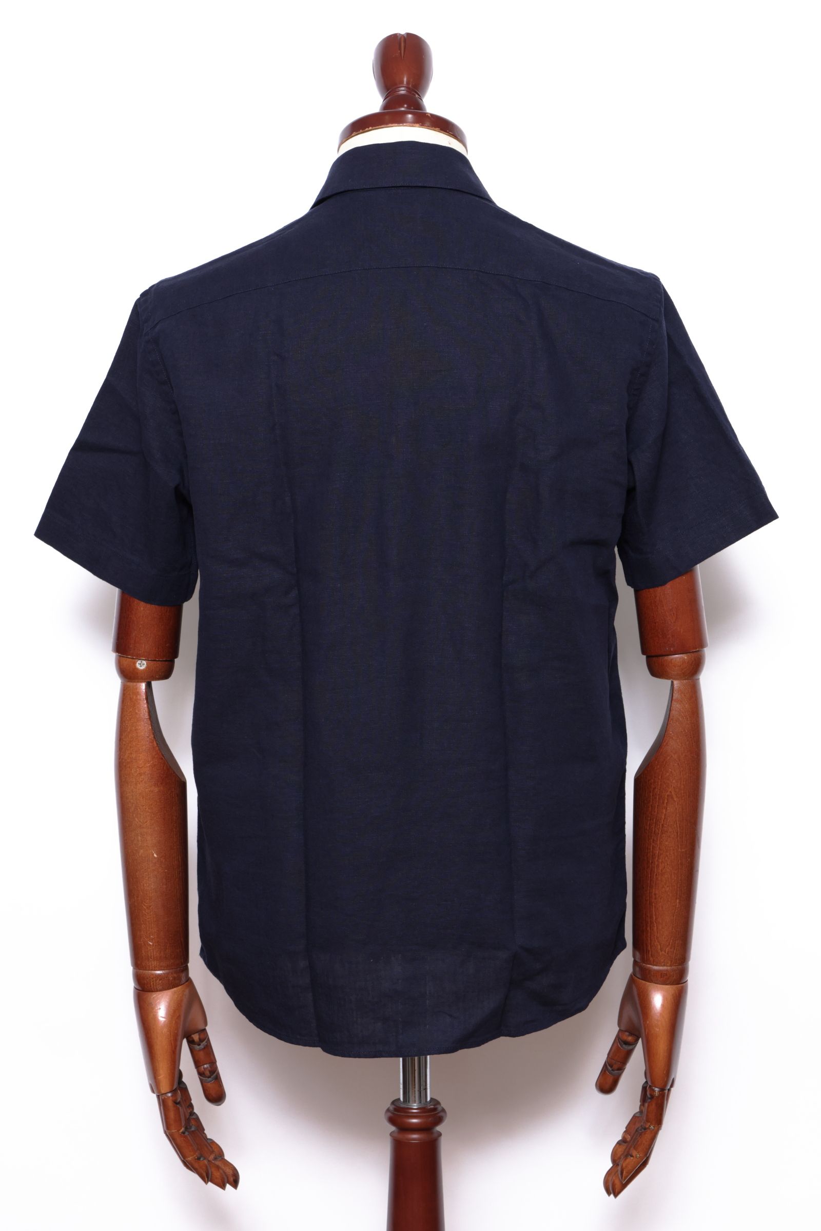 GR148LJ ヴィスコースリネン オープンカラー 半袖シャツ / ネイビー